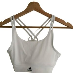 Adidas Sports Bra Girls XL 16 WHITE  Strappy Activewear Gym Training Top